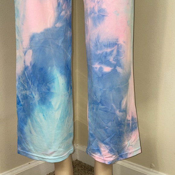 Pink & Blue Tye Dye Butter Soft Drawstring Lounge Sweatpants Pajama Comfy - Picture 7 of 13